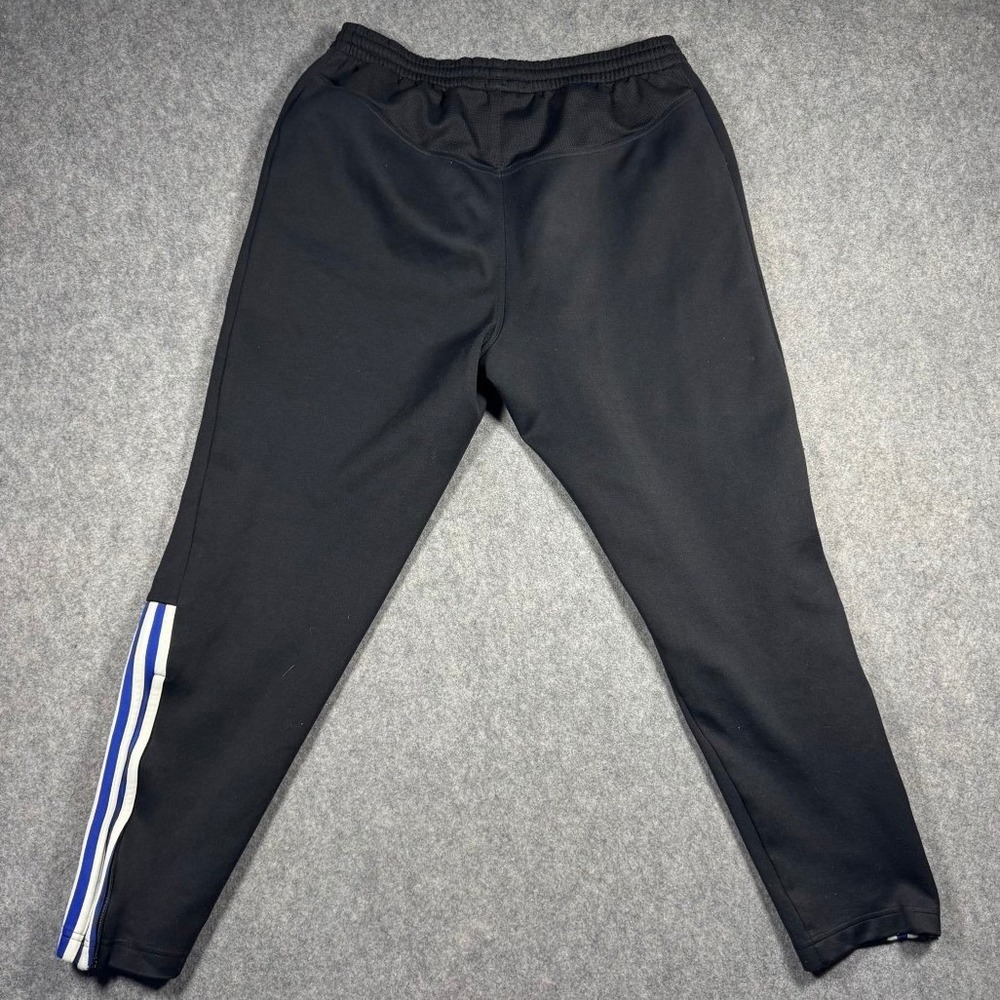 Adidas Mens Track Pants Black White Blue Stripe Ankle Zip Soccer Joggers M Y2K - Picture 2 of 10